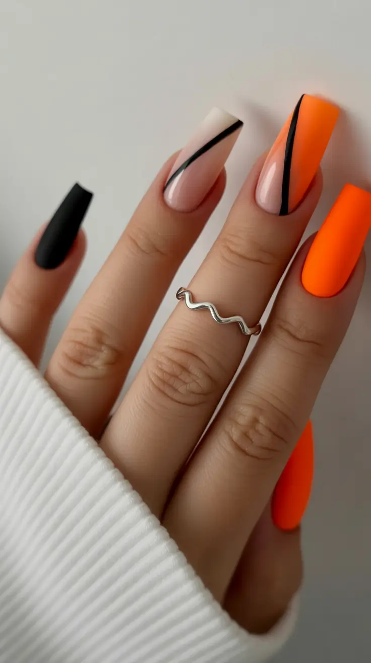 Fall Matte Nail Designs 2025 Modern Neon Contrast