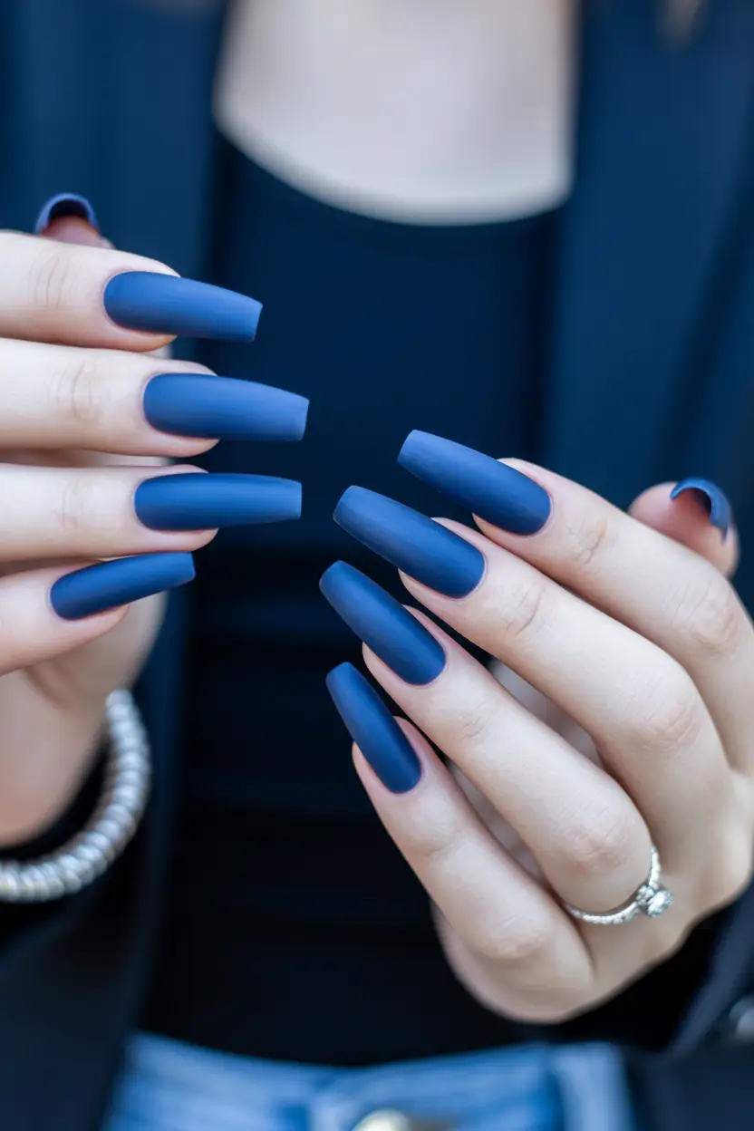 Fall Matte Nail Designs 2025 Matte Navy Sophistication
