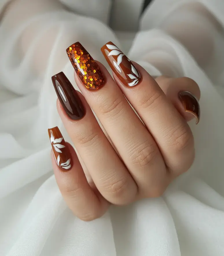 Fall Nail Color Inspo for November 2025 Golden Brown Elegance