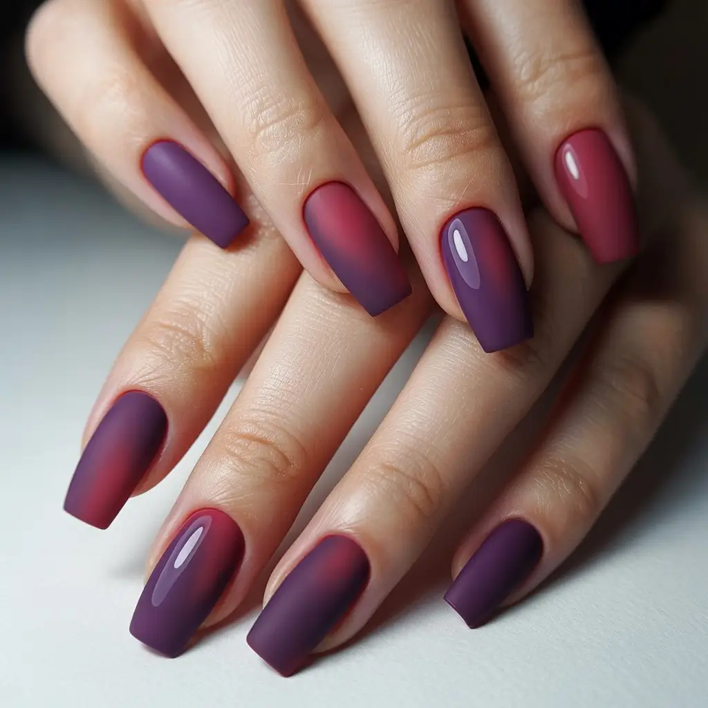 Fall Nail Color Inspo for November 2025 Purple Velvet Ombre