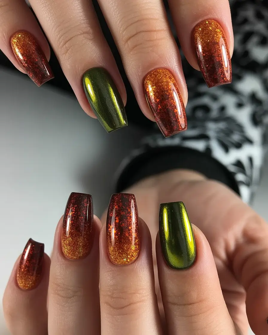 Fall Nail Color Inspo for November 2025 Autumn Spark Ombre