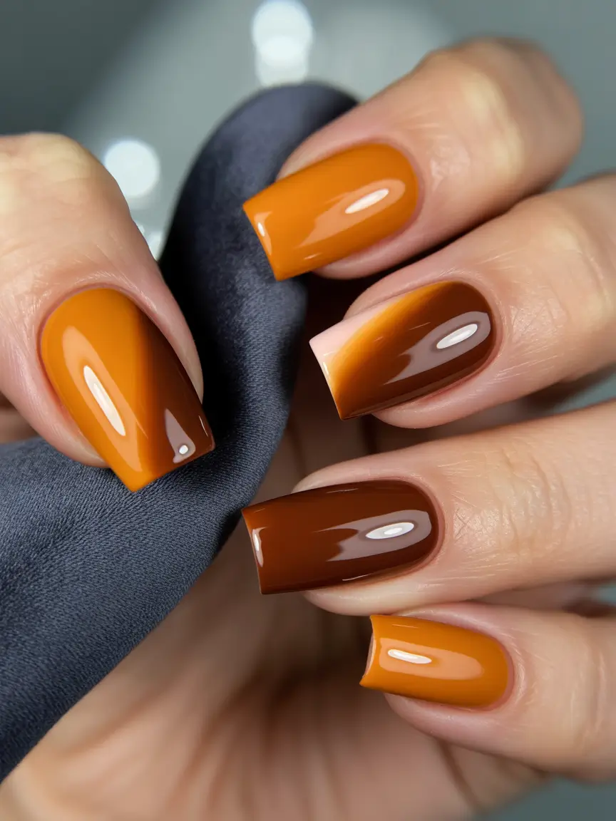 Fall Nail Design for November 2025 Caramel Ombre Layers
