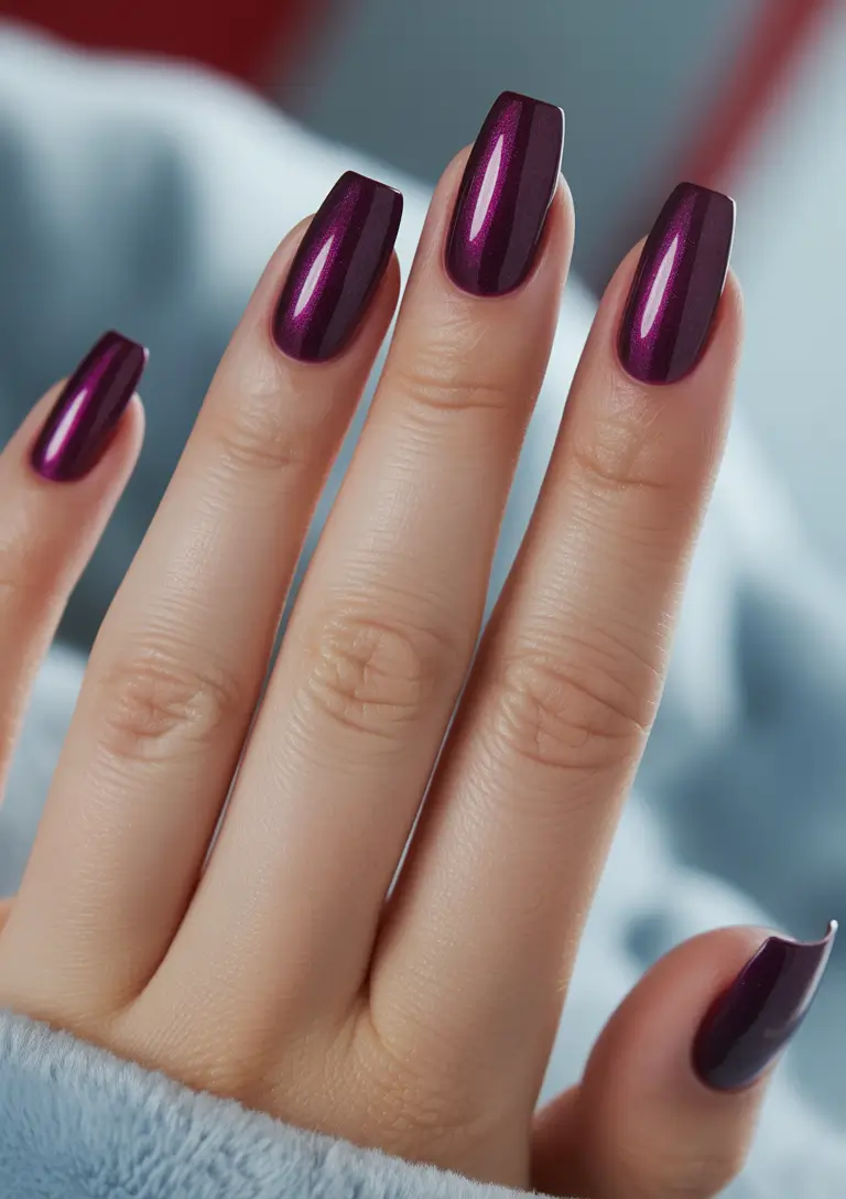 Fall Nail Design for November 2025 Rich Plum Shine