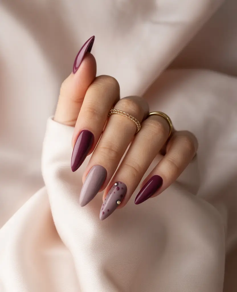 Fall Nail Design for November 2025 Plum and Mauve Elegance