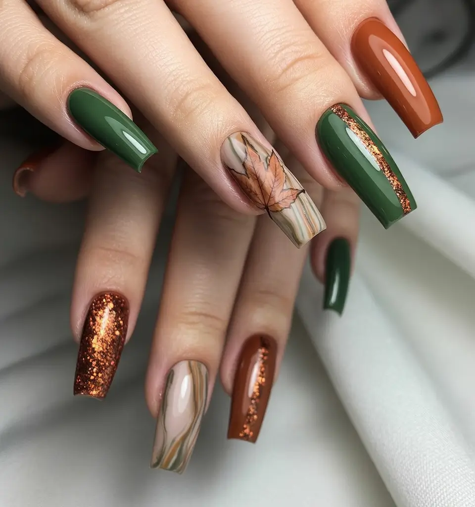 Fall Nail Design for November 2025 Autumn Maple Leaf Art