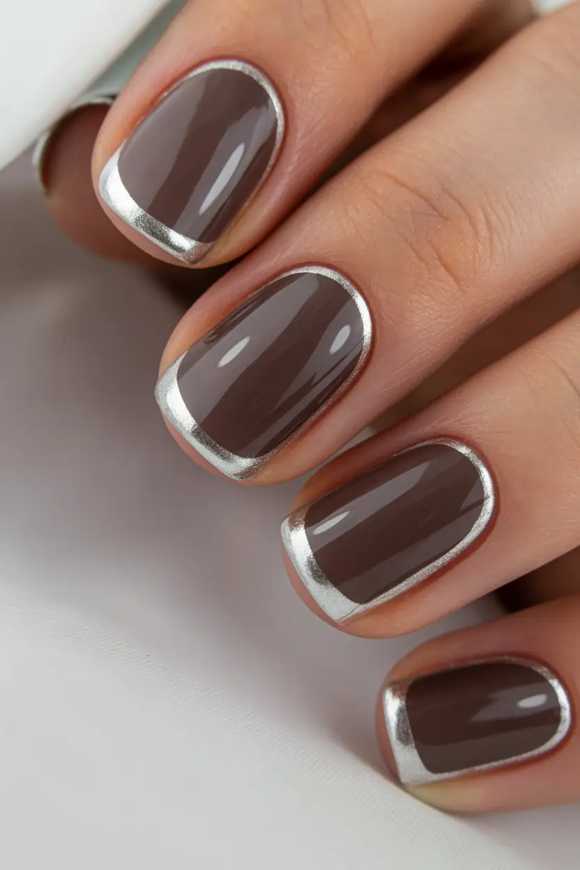 Fall Nail Inspo & Ideas 2025 Metallic Framed Neutrals