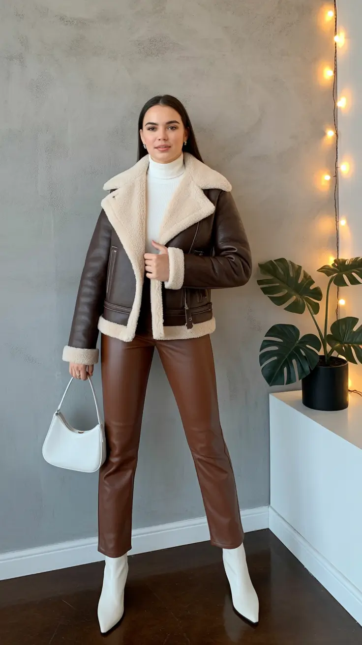 fall to winter outfits ideas 2025 Leather Confidence for Cold Weather