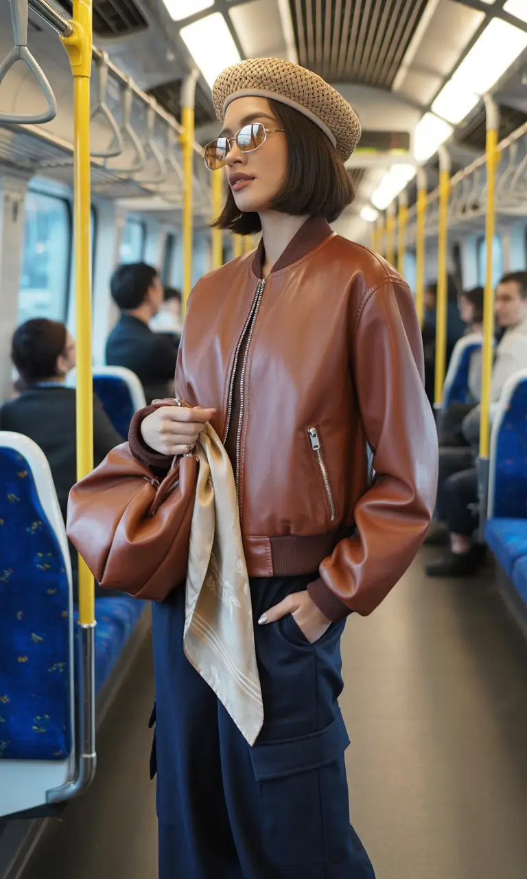 fall to winter outfits ideas 2025 Modern Commuter in Leather