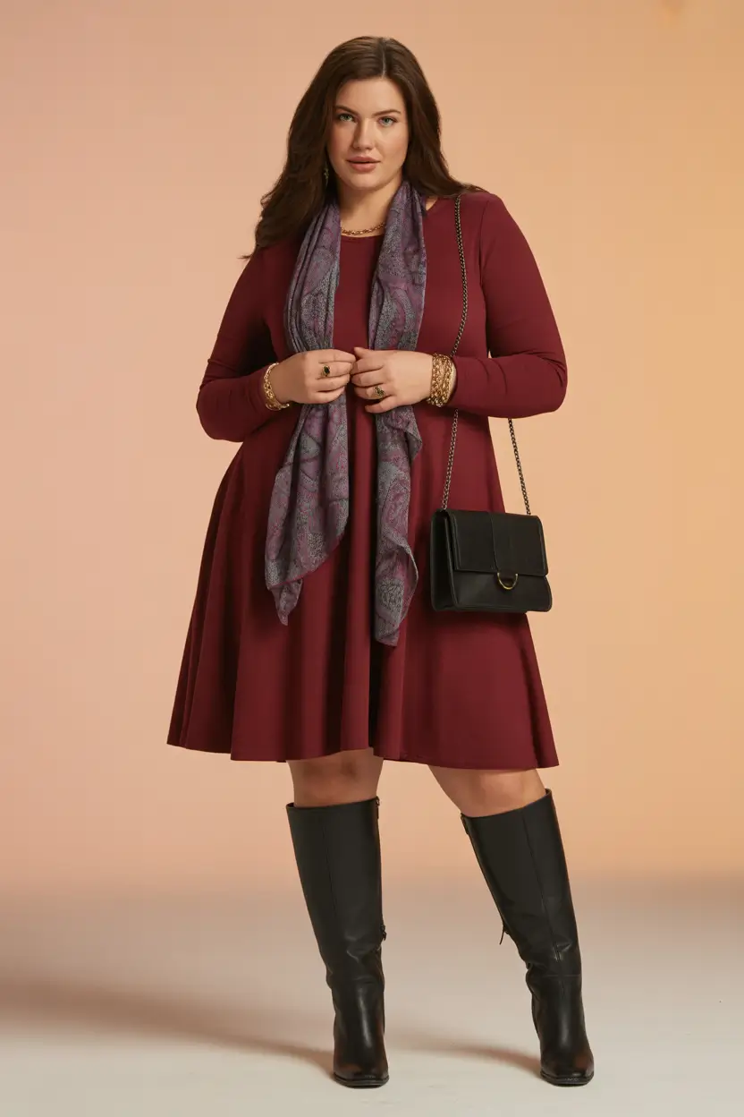 fall to winter outfits ideas 2025 Berry Tones with a Cozy Scarf