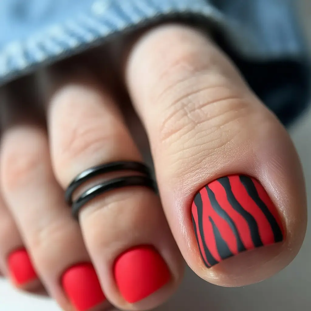 Fall colors Bold Red with Zebra Stripes
