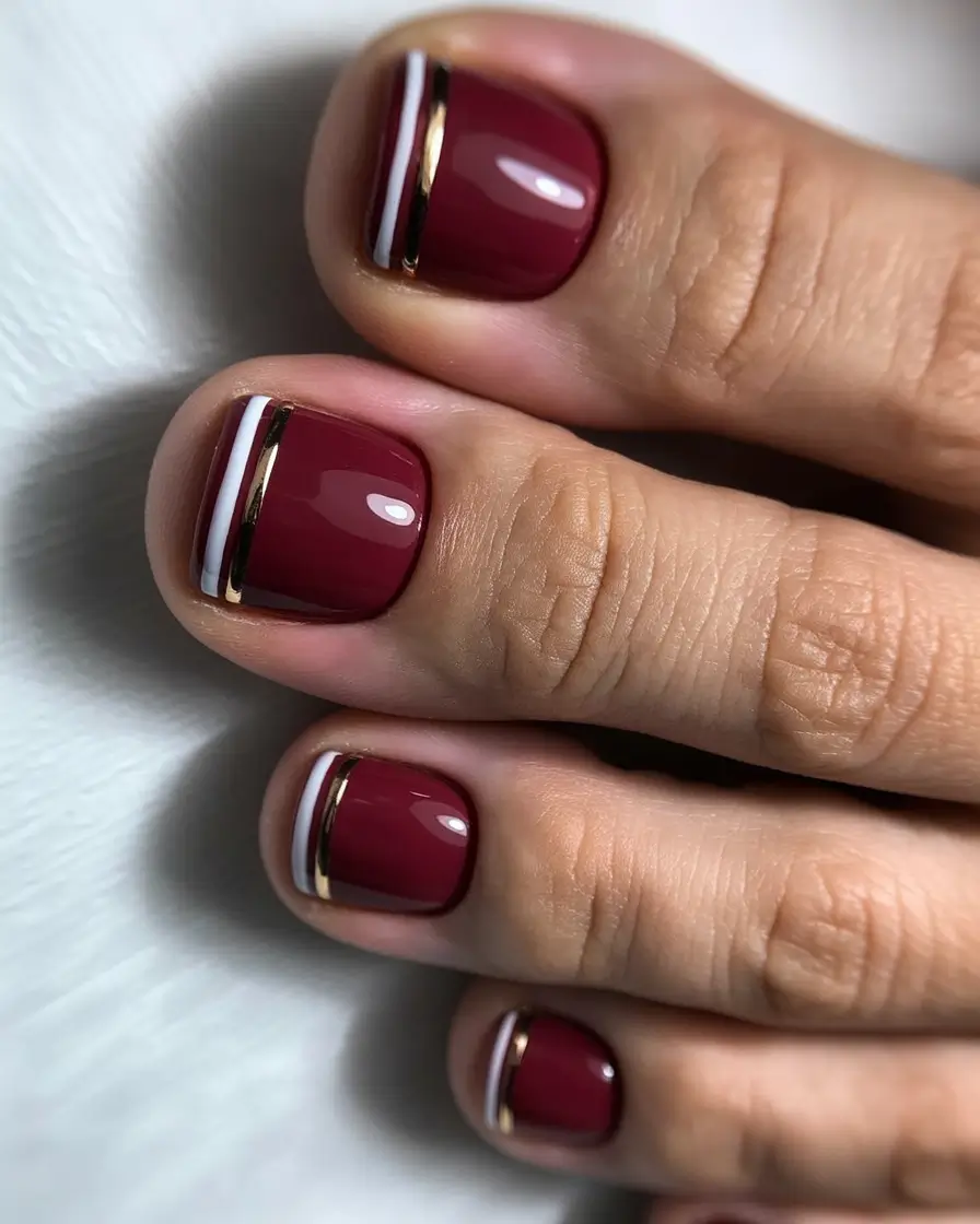Fall colors Cranberry with Metallic Stripes