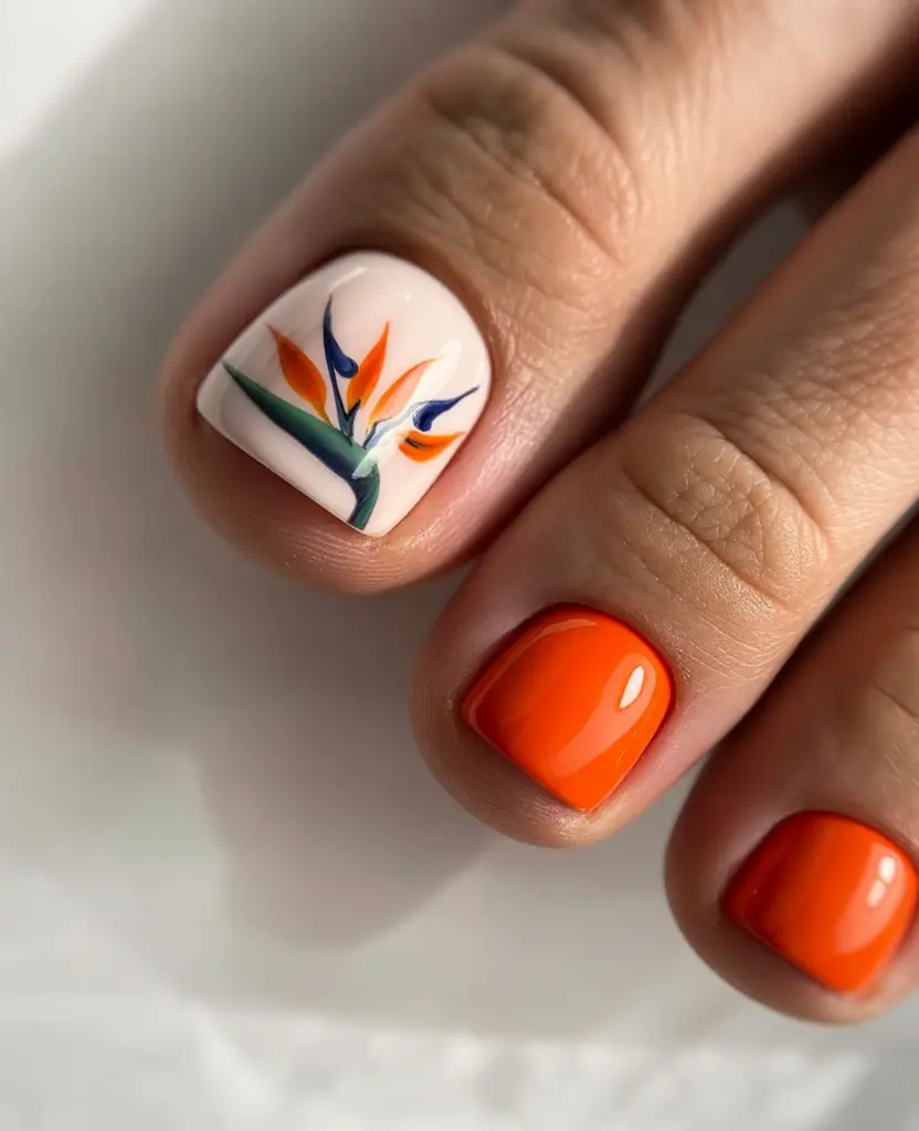 Fall colors Botanical Accent on Cream and Orange