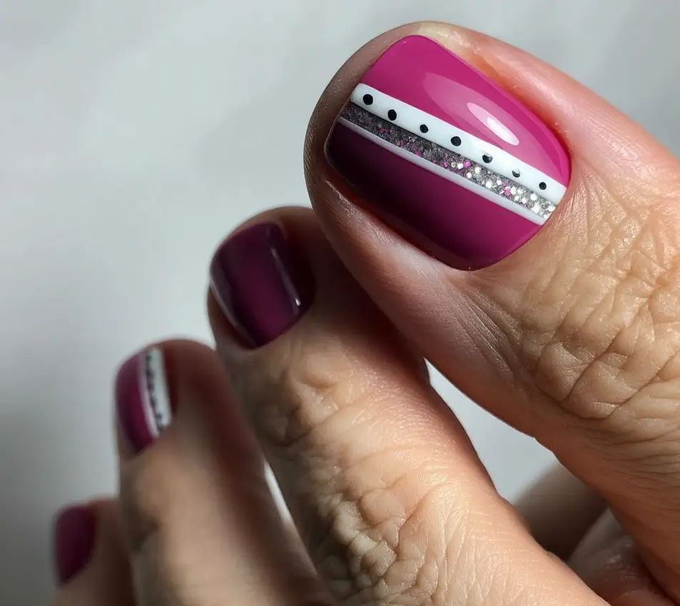 Fall colors Berry Shine with Glitter Stripe