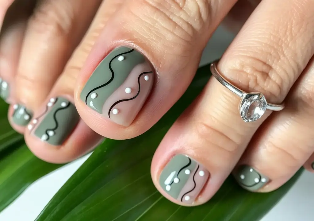 Fall colors Olive with Minimalist Waves
