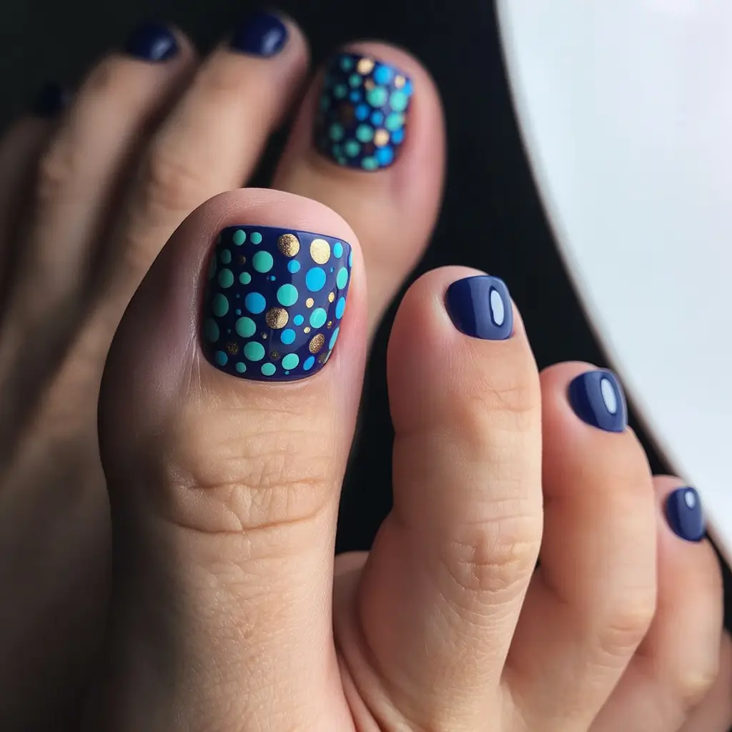 Fall colors Navy Blue with Polka Dots