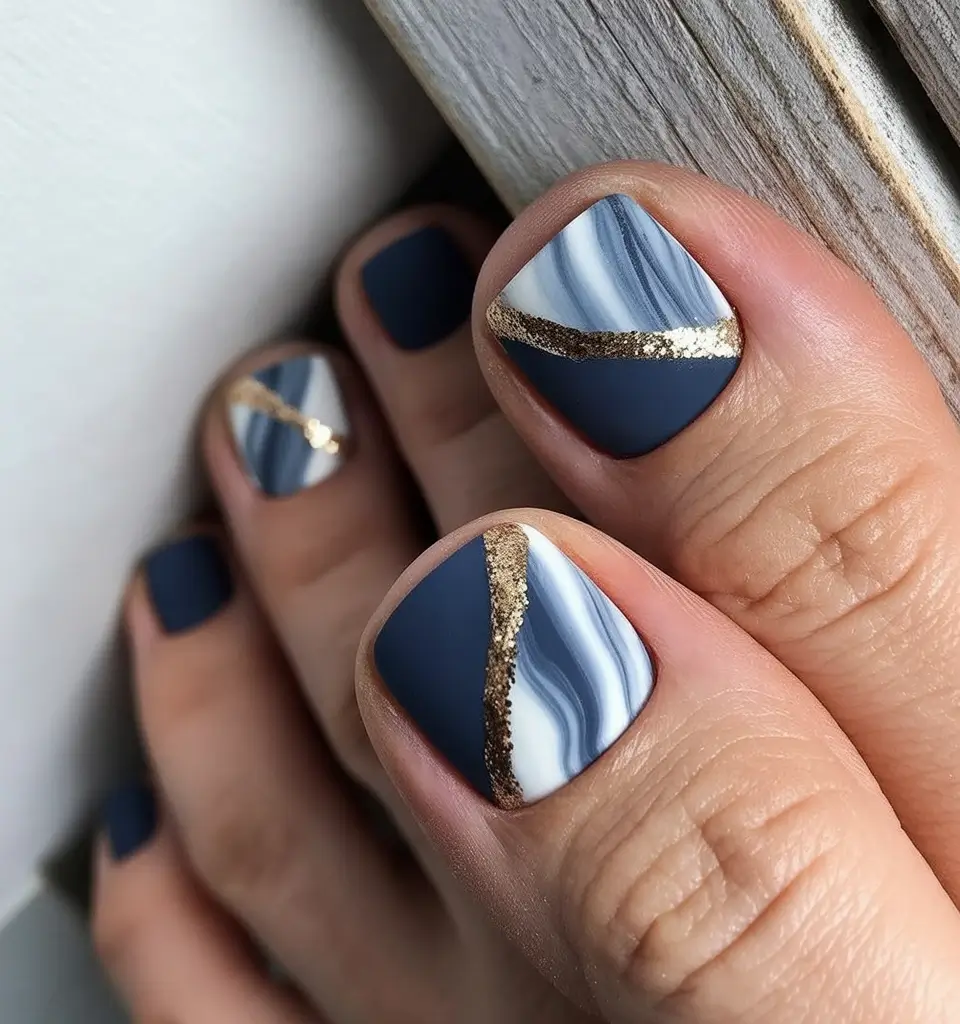 Fall colors Marble Navy with Gold Divide H2