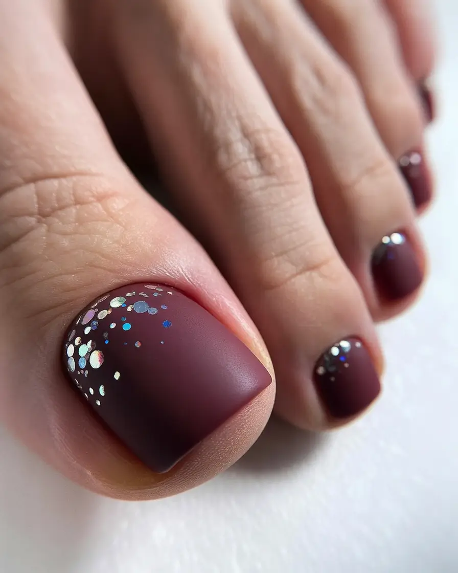 Fall colors Matte Burgundy with Glitter Dots