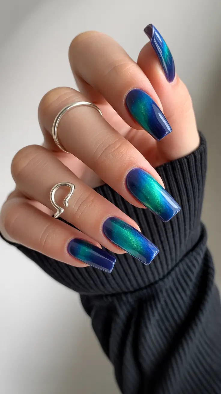 fall winter nails ideas 2025 2026 Aurora Borealis Shine