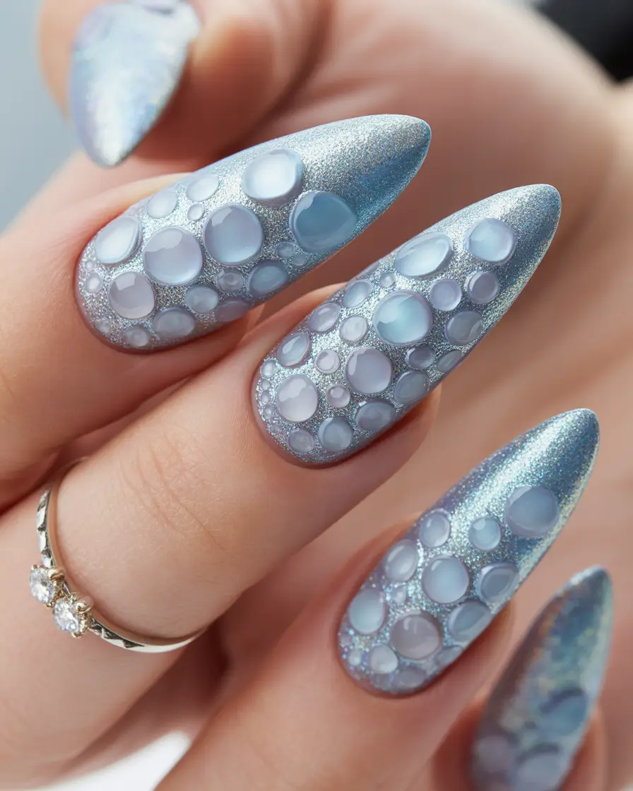 fall winter nails ideas 2025 2026 Frozen Bubble Texture