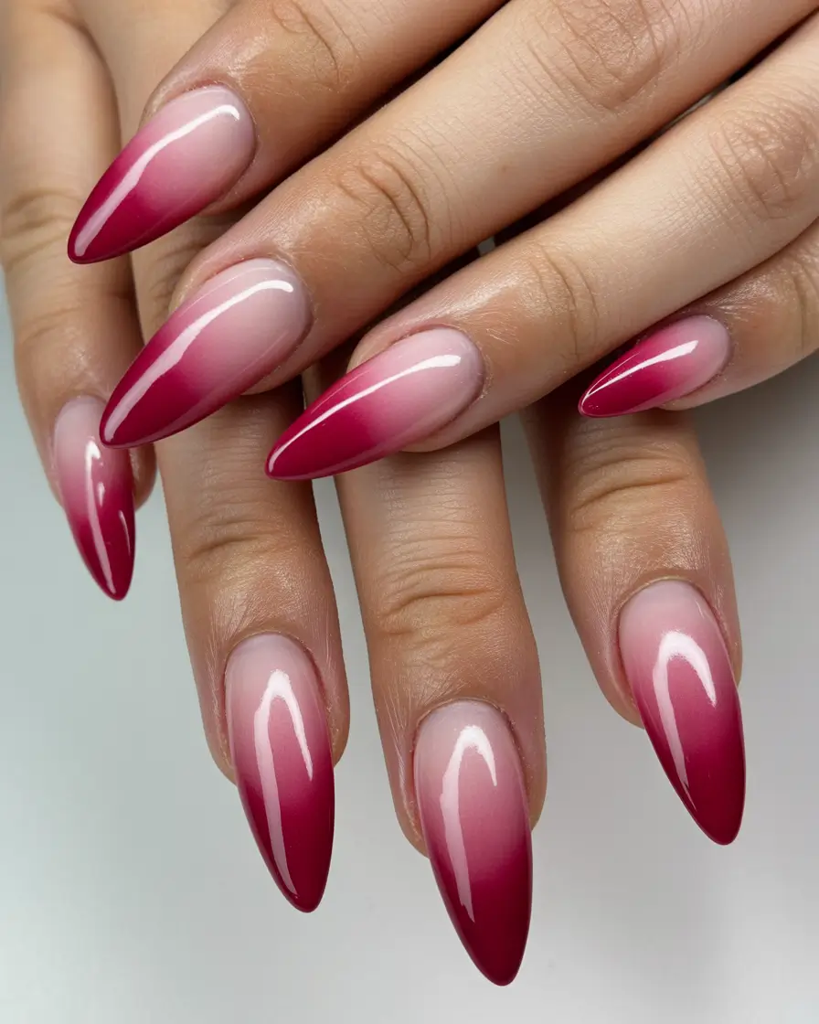 fall winter nails ideas 2025 2026 Berry-Toned Ombre