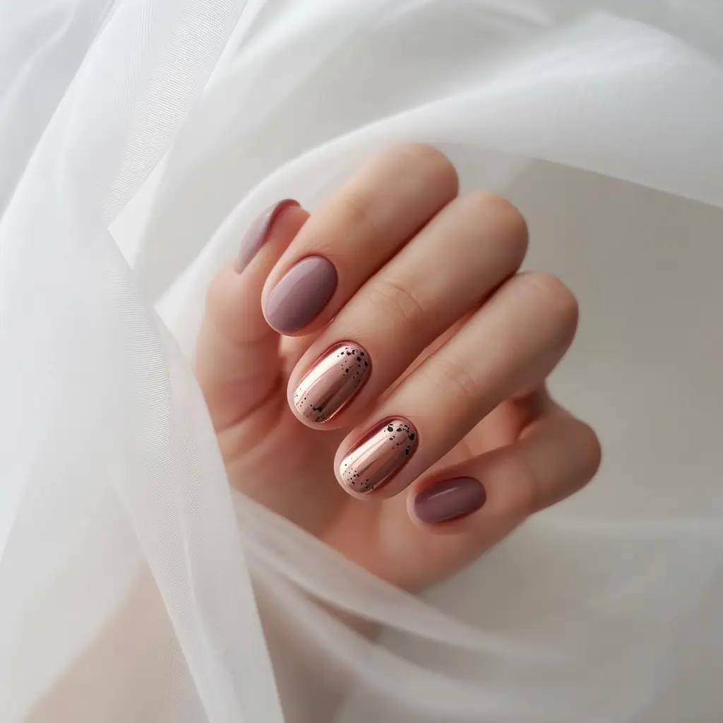 fall winter nails ideas 2025 2026 rose gold simplicity