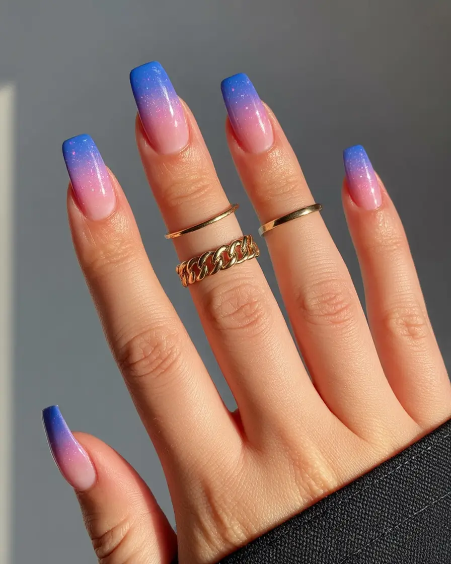 fall winter nails ideas 2025 2026 Frosted Blue Ombre