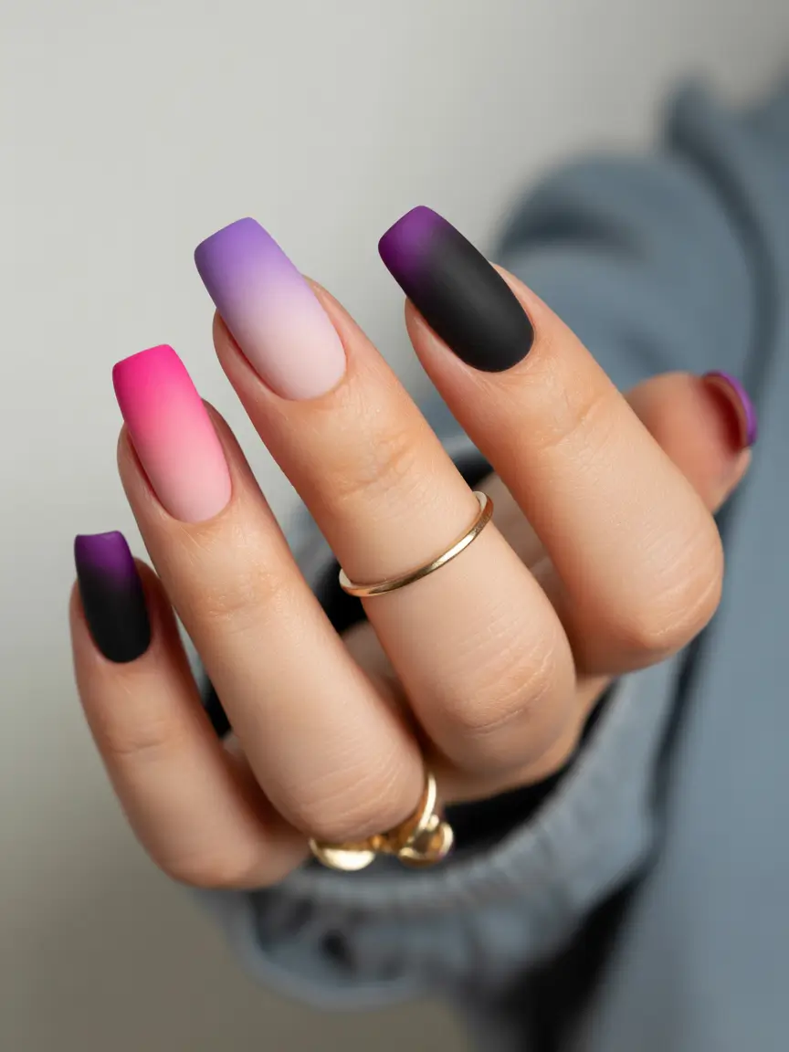 fall winter nails ideas 2025 2026 Matte Gradient Mix