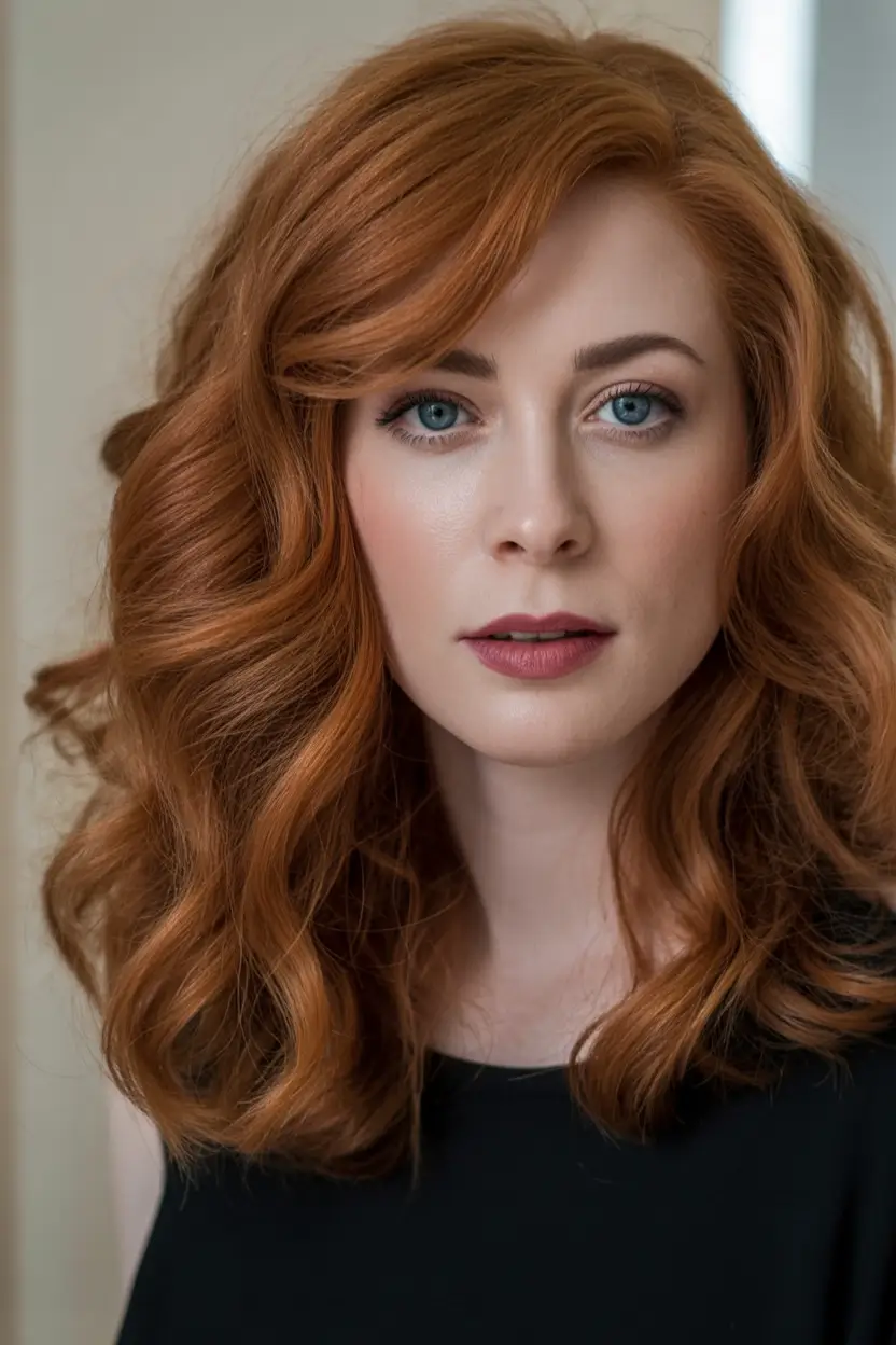 Soft Auburn Waves Haircuts to Try in October 2025