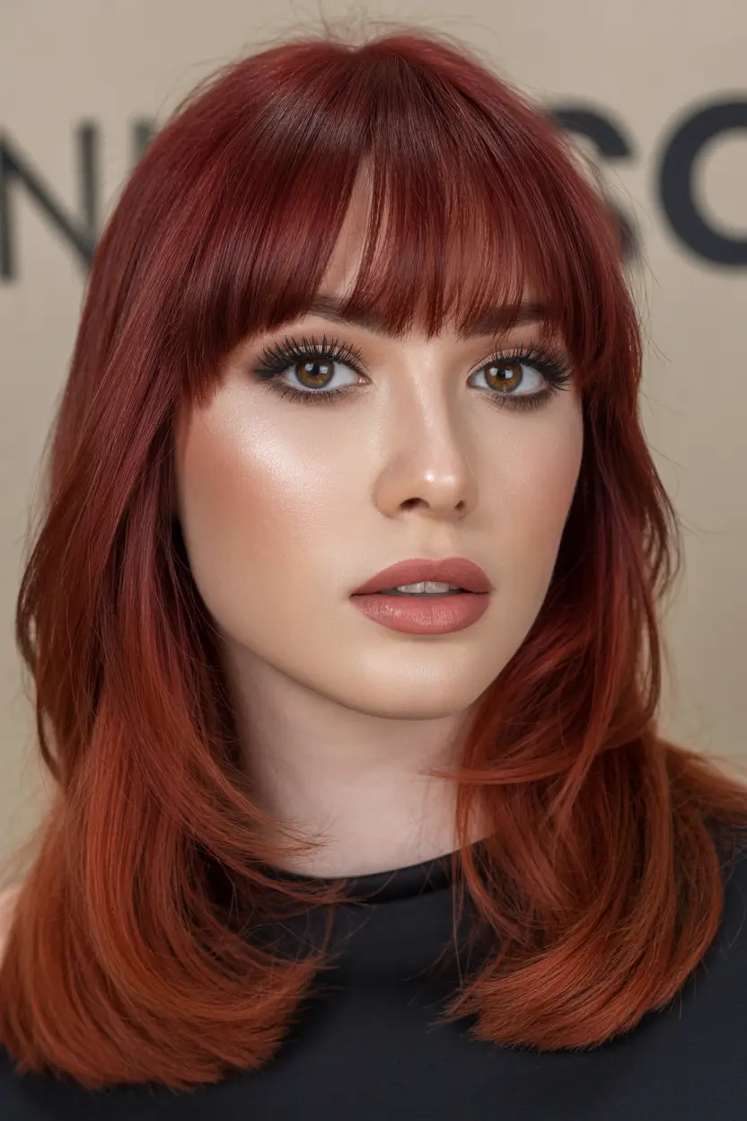 Lob Rich Auburn Lob With Fringe