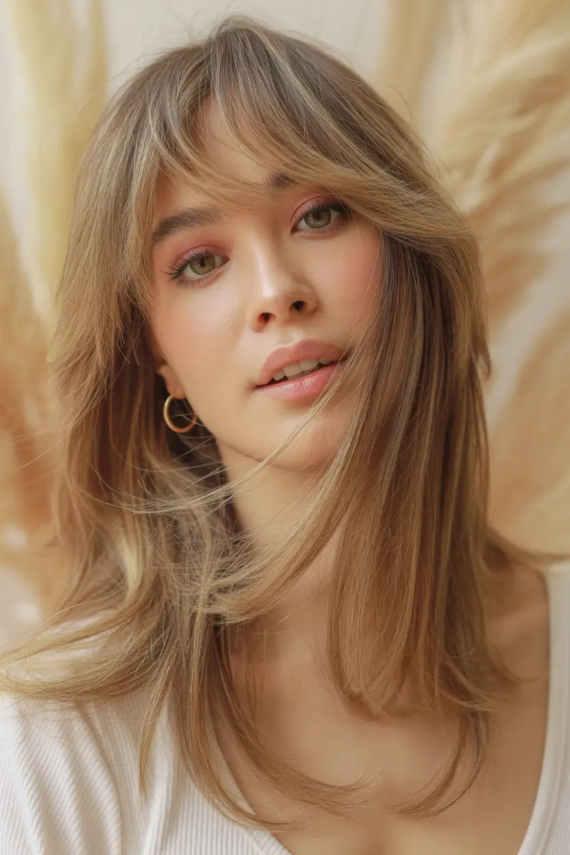 Modern Hair Color Ideas Winter 2025–2026 Brunette with Golden Money Piece