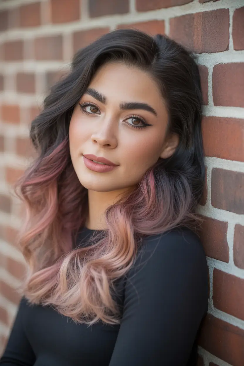 Modern Hair Color Ideas Winter 2025–2026 Dark Brunette with Rosewood Ombre