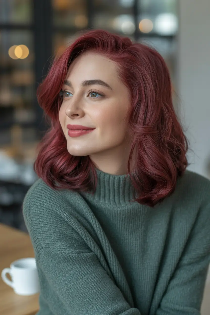 Modern Hair Color Ideas Winter 2025–2026 Deep Berry Red Confidence