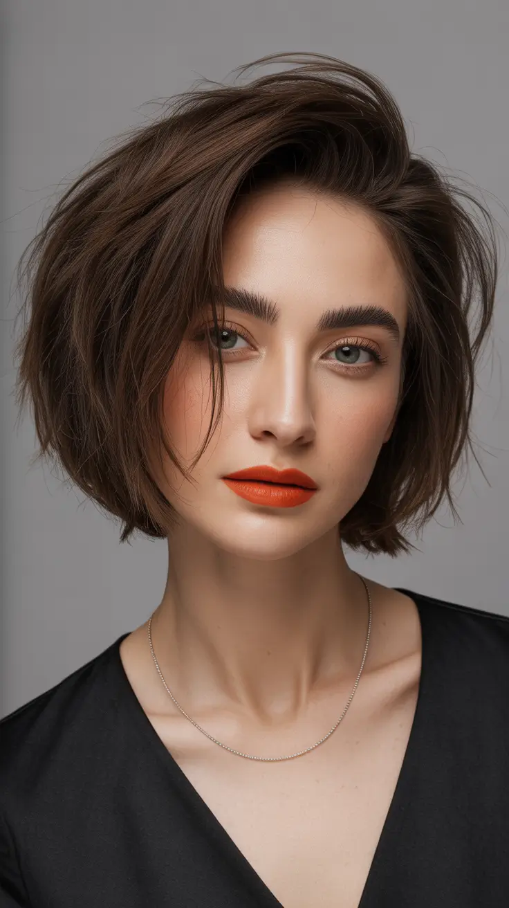 Modern Hair Color Ideas Winter 2025–2026 Chic Short Brunette Bob