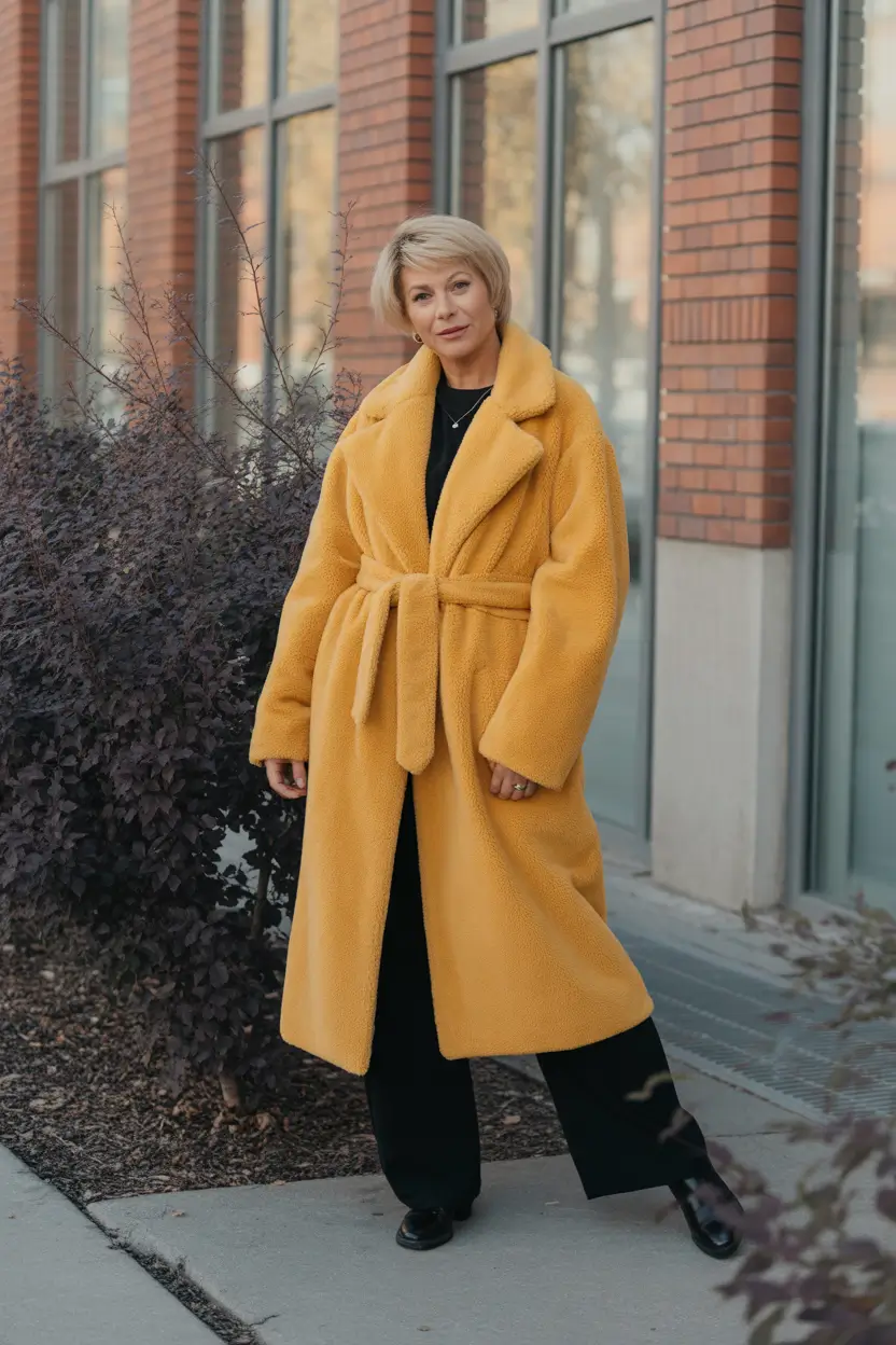 Modern Winter Outfits 2025/2026 for 60 Women Golden Statement Coat