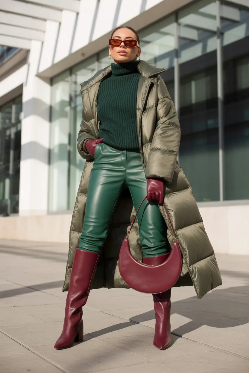 November 2025 Trending Outfits Ideas Olive and Burgundy Luxe