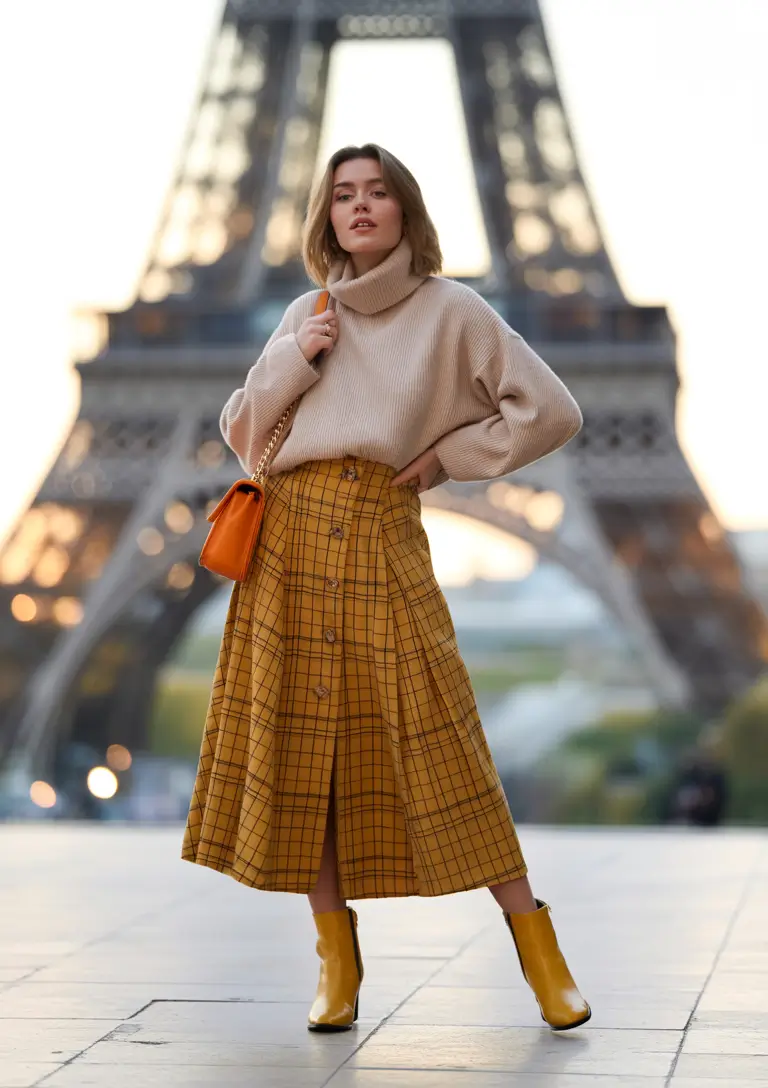 November 2025 Trending Outfits Ideas Golden Plaid Charm