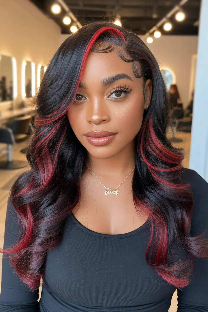 October 2025 Hair Color Trends Crimson Face-Frame Highlights