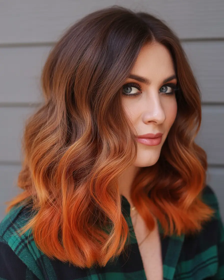 October 2025 Hair Color Trends Burnt Orange Balayage