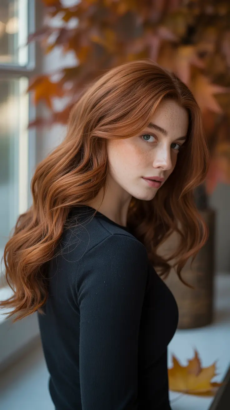 October 2025 Hair Color Trends Rusty Red Waves