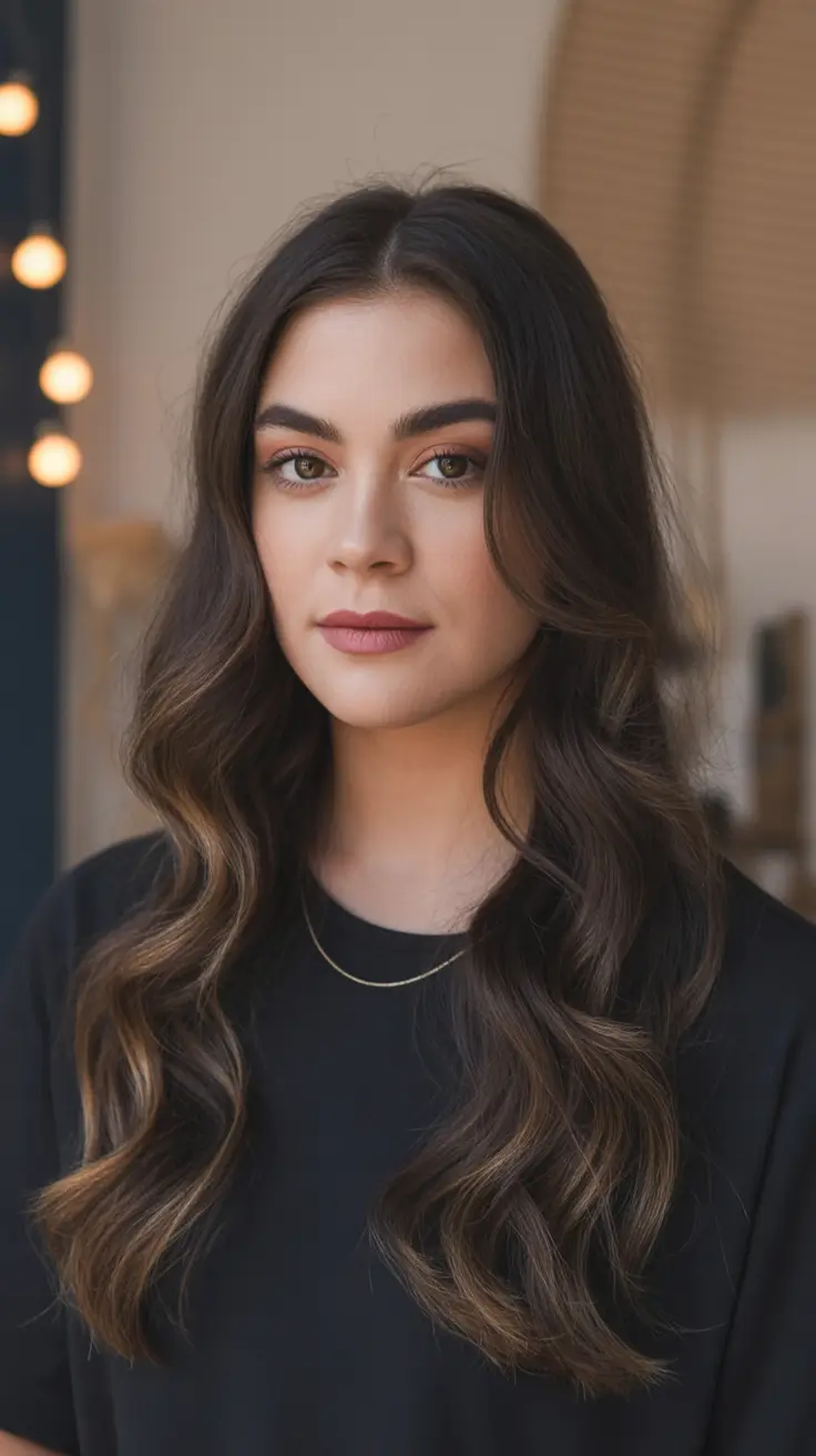 October 2025 Hair Color Trends Rich Brunette with Subtle Highlights