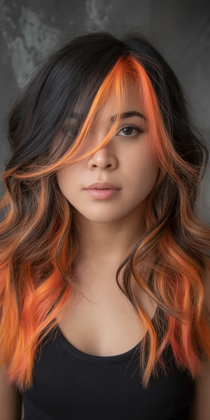 October 2025 Hair Color Trends Orange Black Contrast