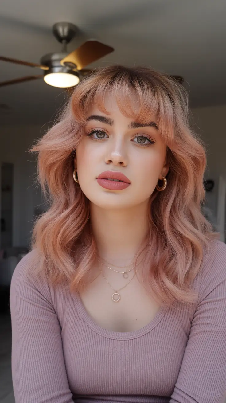 October 2025 Hair Color Trends Pastel Rose Shimmer