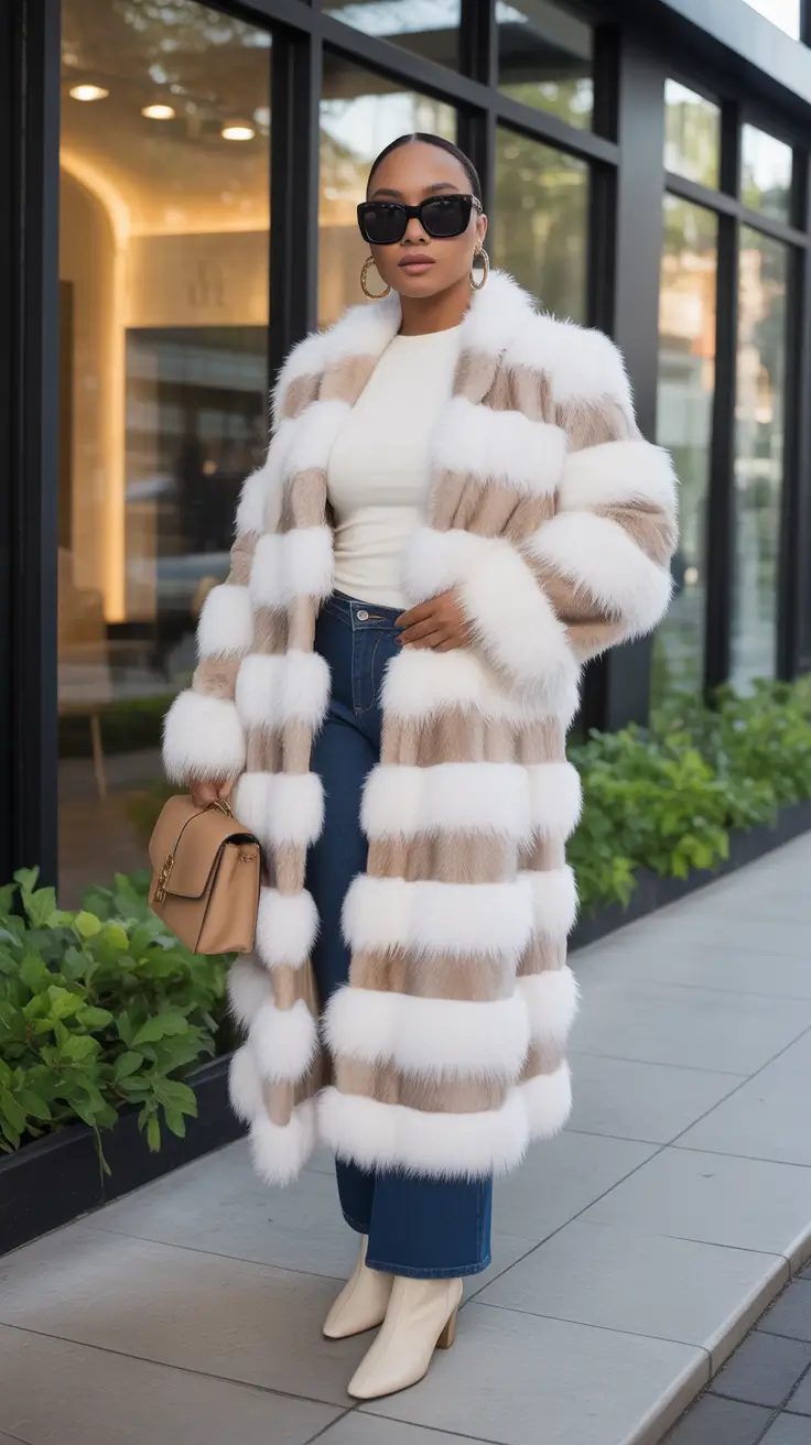 Outfits Aesthetic Winter 2025 2026 Striped Luxe Fur