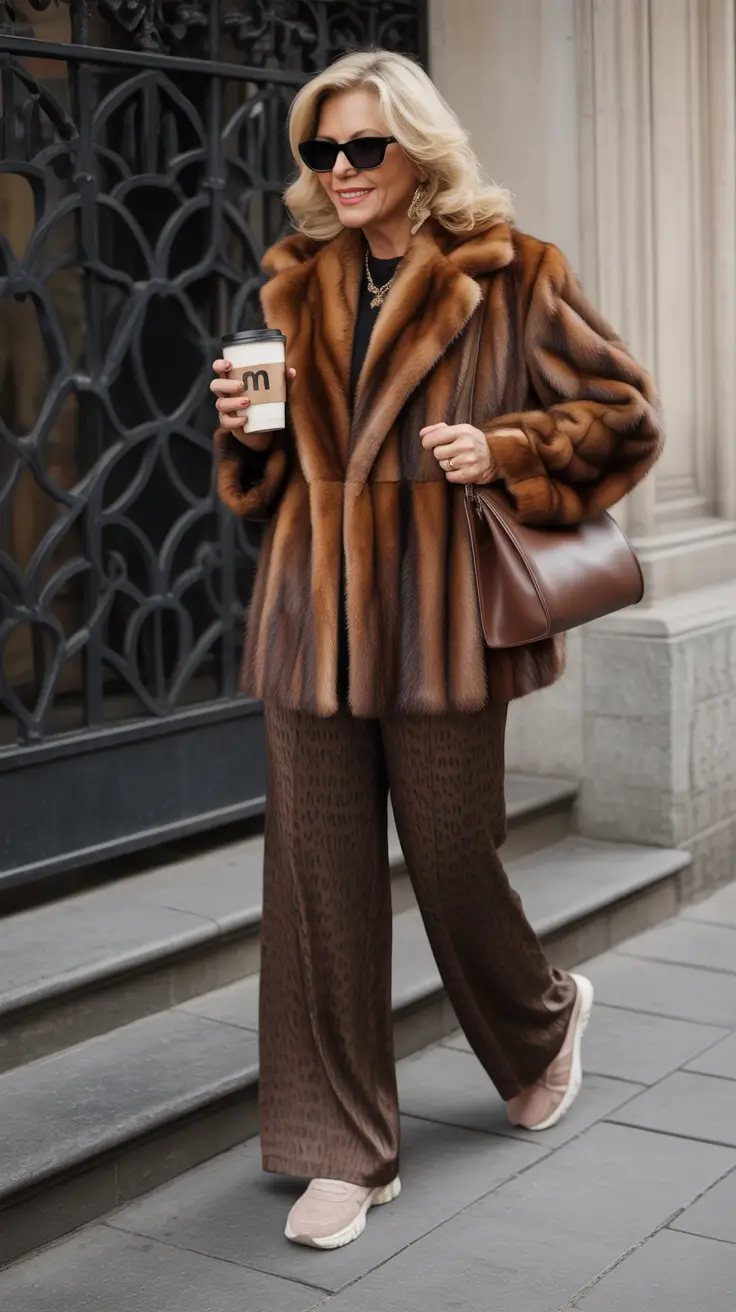 Outfits for Women Over 50 Winter 2025 2026 Luxurious Faux Fur and Prints