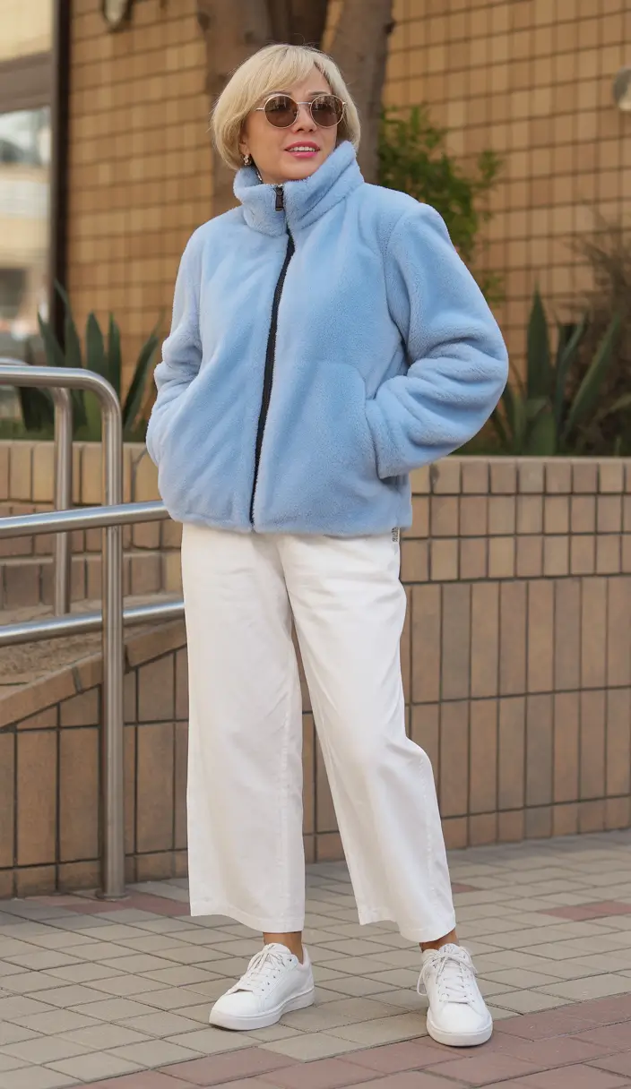 Outfits for Women Over 50 Winter 2025 2026 Soft Neutrals with Silver-Tone Puffer