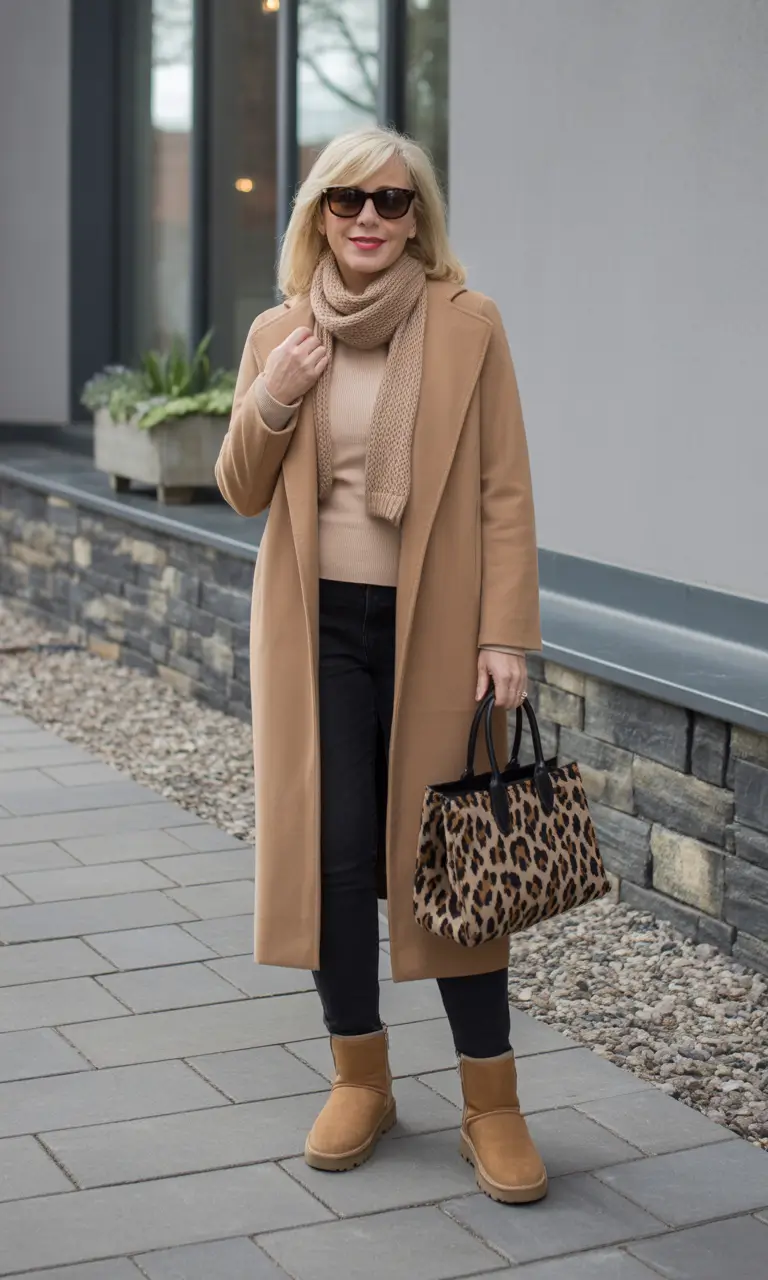 Outfits for Women Over 50 Winter 2025 2026 Warm Neutrals with Animal Print