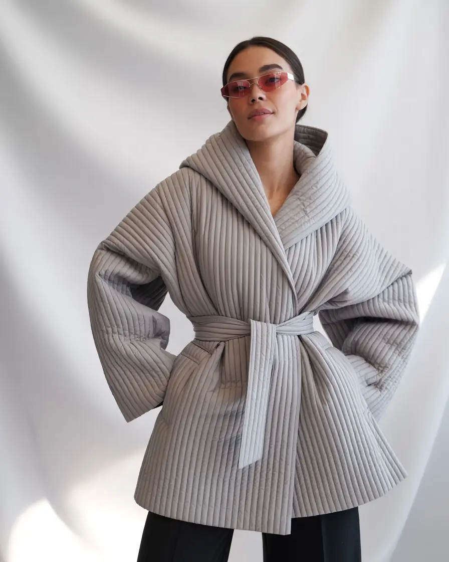 Stylish Classy Winter Outfit Ideas 2025–2026 Structured Quilted Wrap