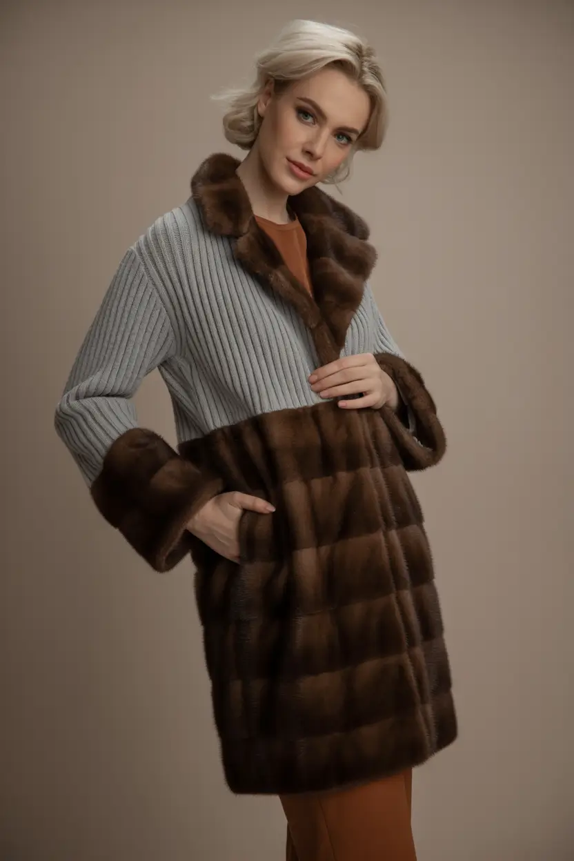 Stylish Classy Winter Outfit Ideas 2025–2026 Textured Harmony in Knit and Fur