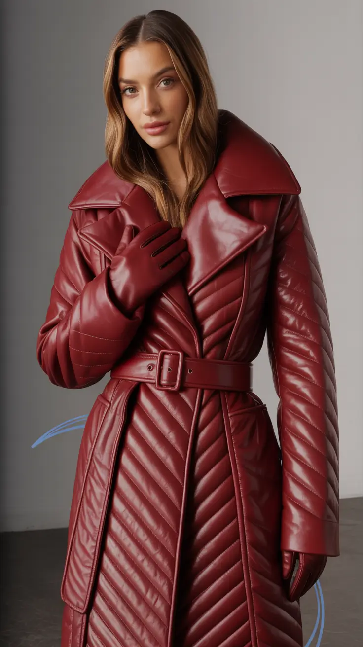 Stylish Classy Winter Outfit Ideas 2025–2026 Burgundy Leather Statement Coat