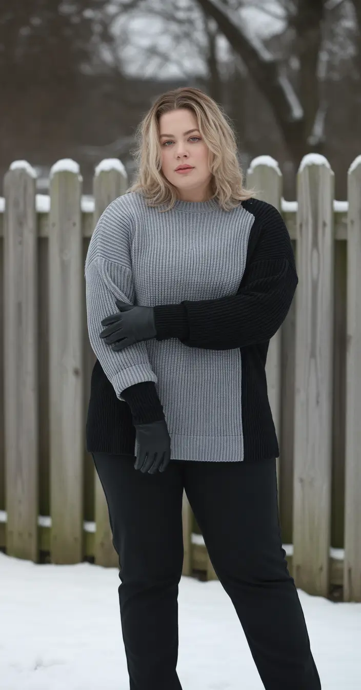 Stylish Plus Size Outfits Winter 2025–2026 Monochrome Winter Balance